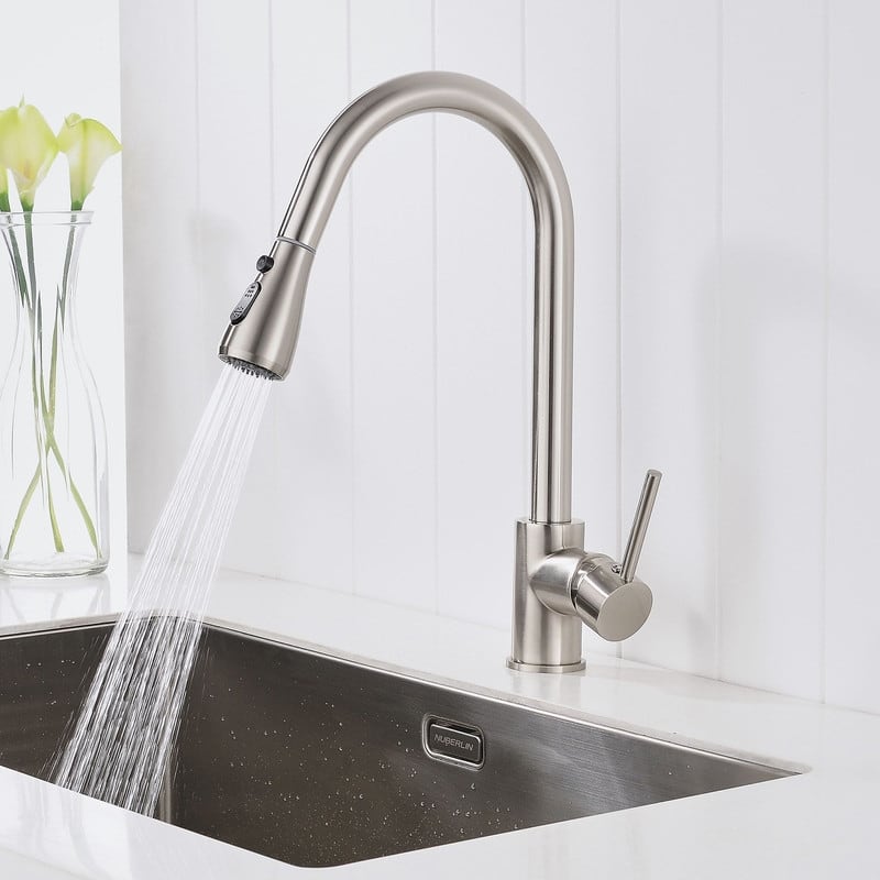 Kitchen Sink Faucets with Pull Down Sprayer Single Handle One Hole