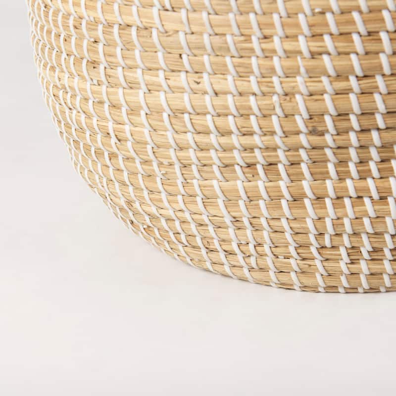 Olivia Beige Seagrass Baskets w/Lids (Set of 3)