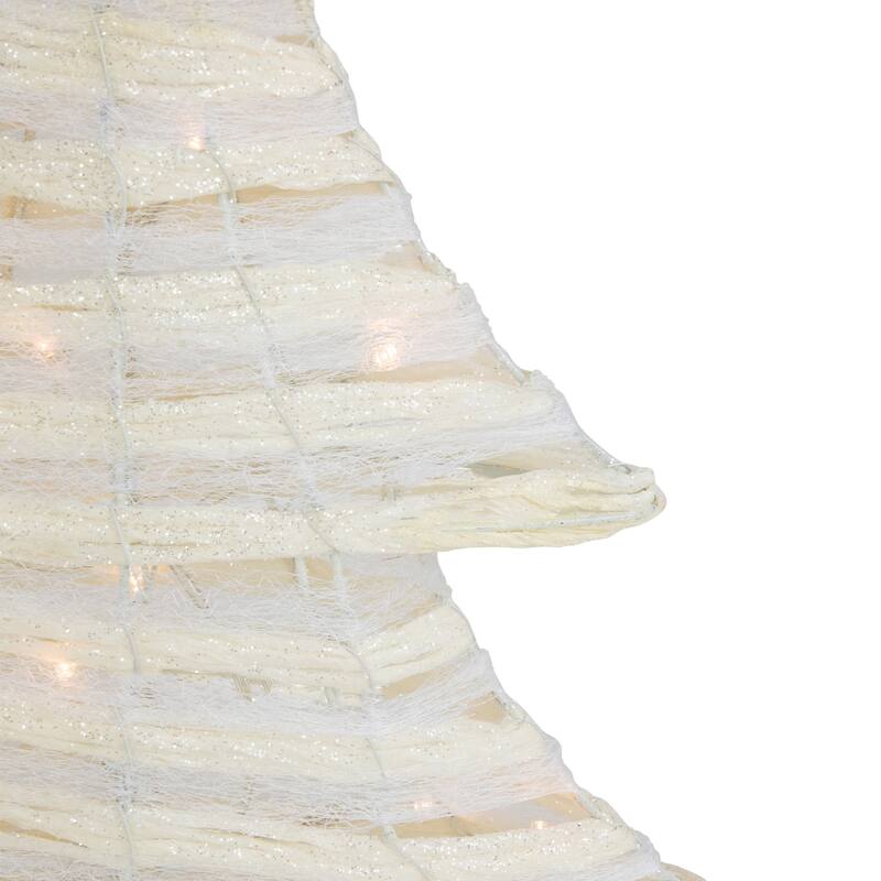 LED Lighted Glitter Christmas Tree - 18.5" - Cream - Warm White Lights