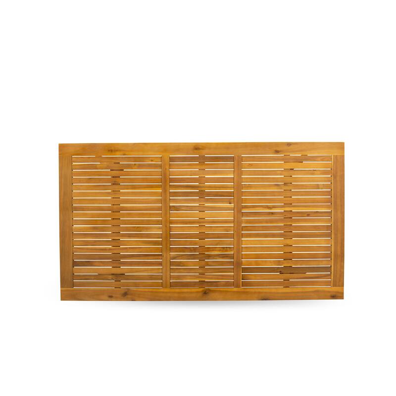 Outdoor Set - Chairs with Slatted Back and Rectangular Table with Wood 4 legs - Natural Oil Finish (Pieces Option) - 72