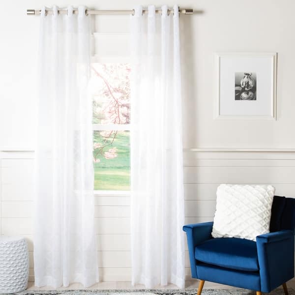 slide 2 of 6, SAFAVIEH Gracie Semi-Sheer Window Curtain Panel 96" x 52" - White