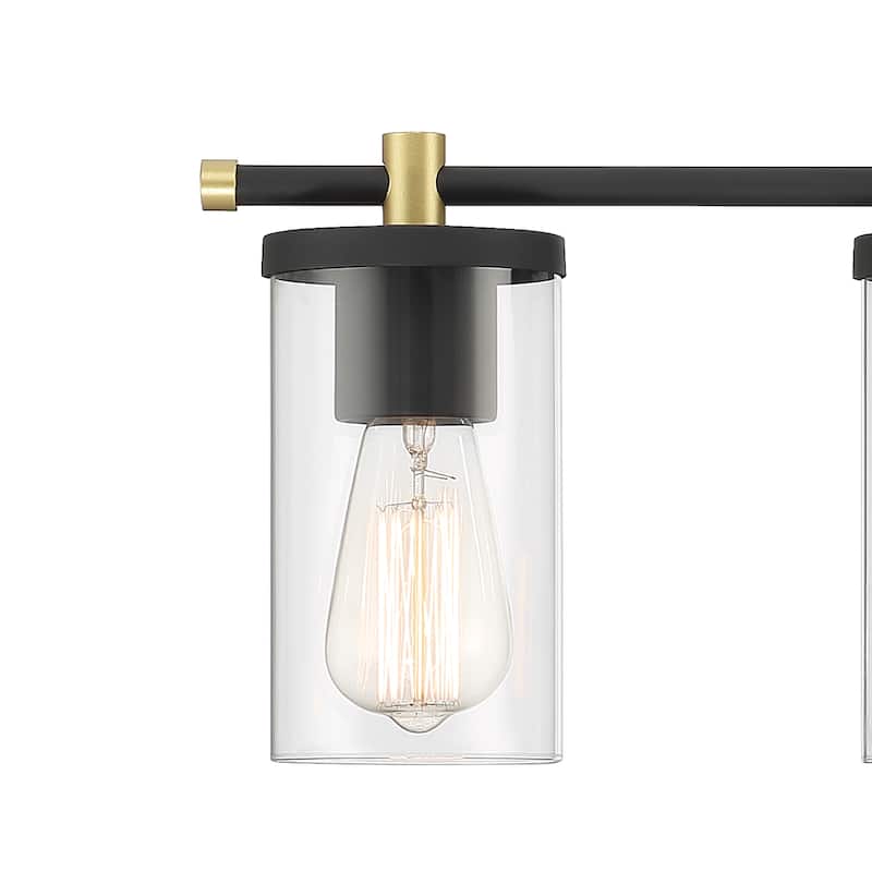 Modern Farmhouse 4-Light Glass Bathroom Vanity Lights Rustic Metal Wall Sconces - 30 inches
