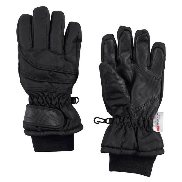 slide 1 of 1, Hudson Baby Unisex Snow Gloves, Black Black - 3T