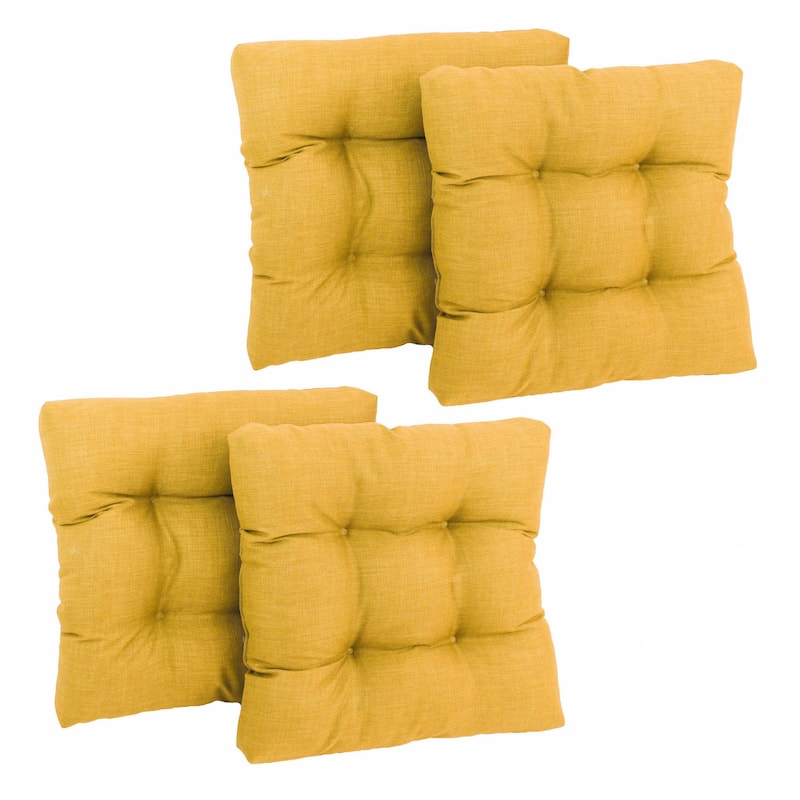 19-inch Square Tufted Indoor/Outdoor Chair Cushions (Set of 4) - 19" x 19" - Lemon