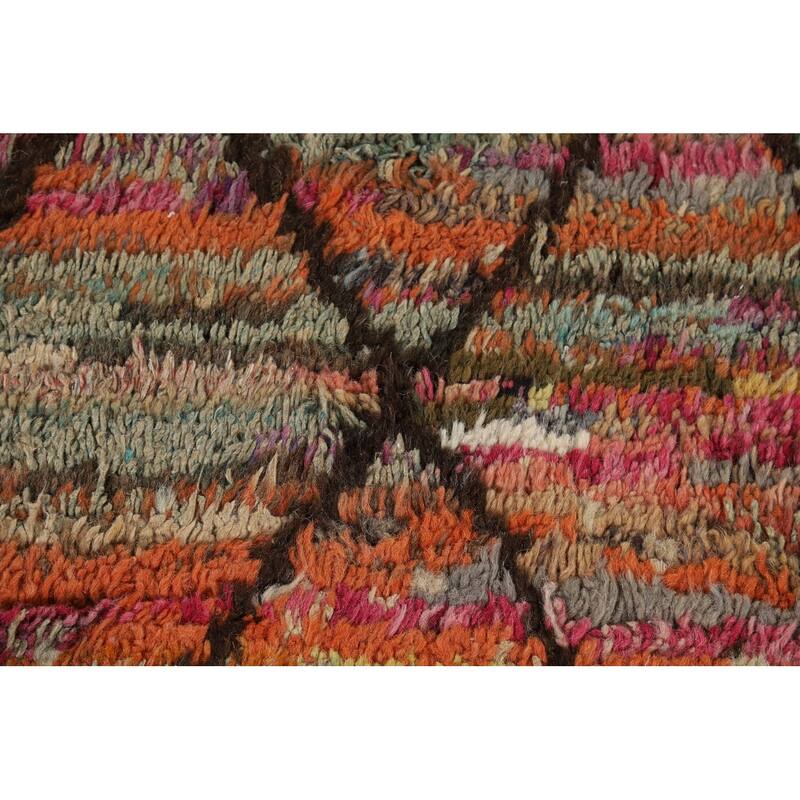 Hand Knotted Oriental 100% Wool Carpet Modern All-Over Multi-Colored Moroccan Area Rug - 6' 8'' X 4' 0''