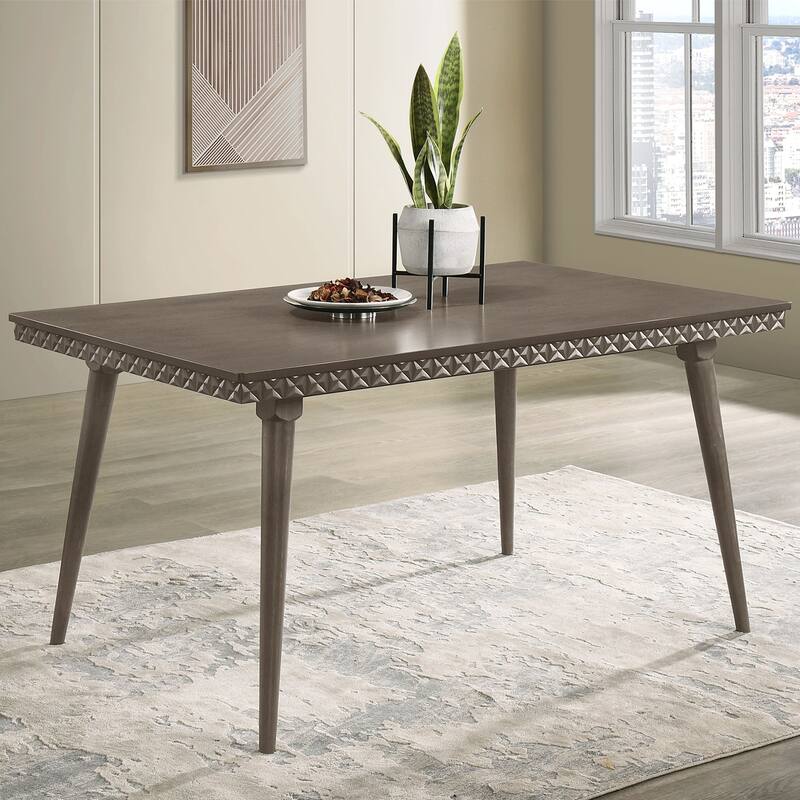 Rectangular Wood Dining Table with Tapered Legs in Dark Brown - Dark Brown