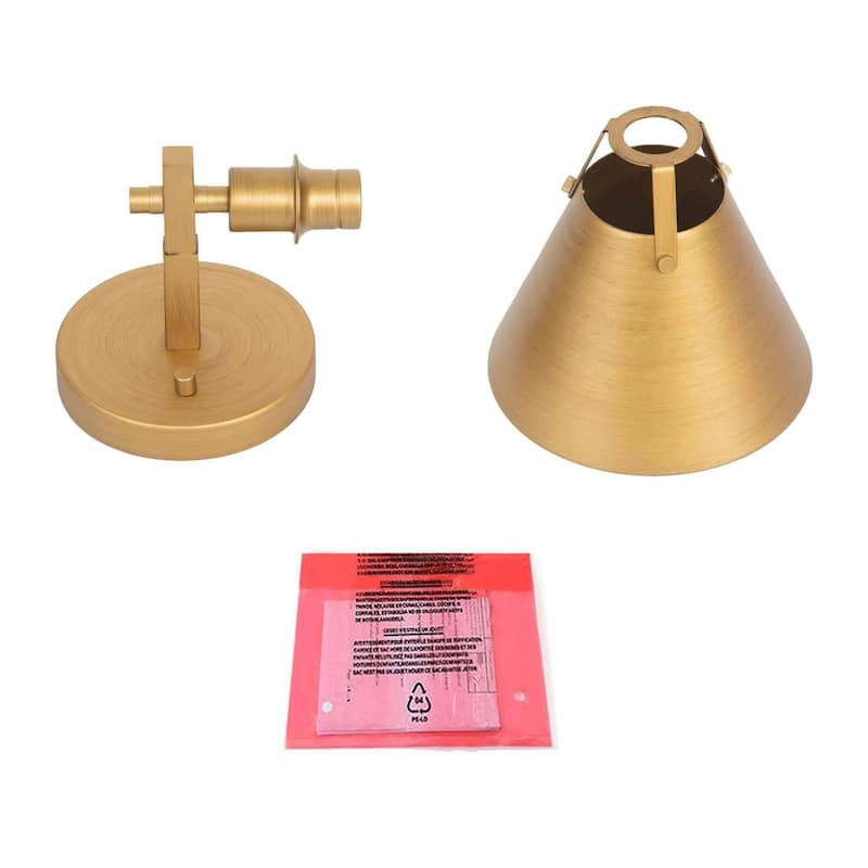 Dilley Modern Brass Gold 1-Light Metal Wall Sconce Cone Bathroom Vanity Lights - D6'' x H8.5''