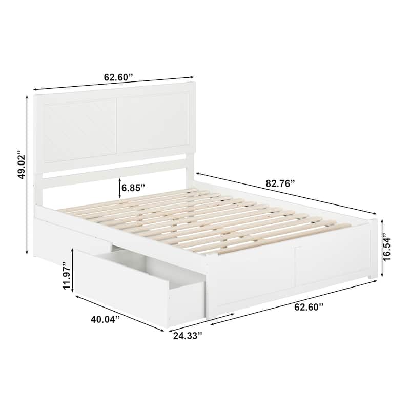AFI Canyon Queen Platform Bed with Footboard & Storage Drawers in White