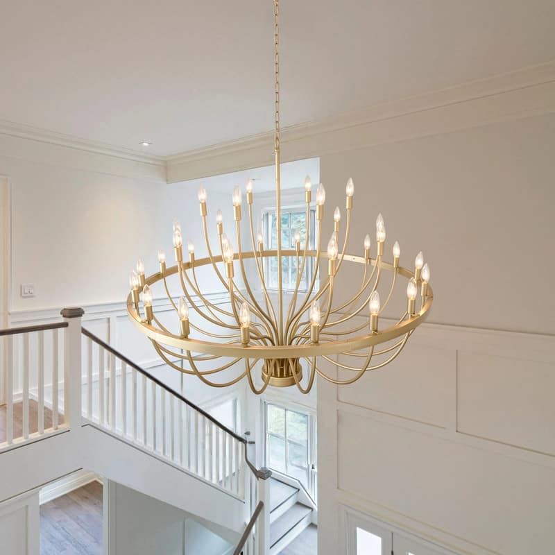 Modern Farmhouse Candle Chandelier Black Large Wagon Wheel Chandeliers