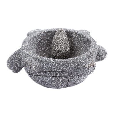 Novica Handmade Tortoise Tradition Basalt Molcajete