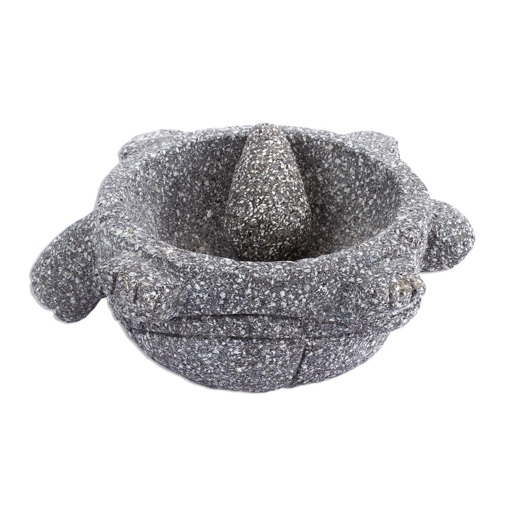 Novica Handmade Tortoise Tradition Basalt Molcajete