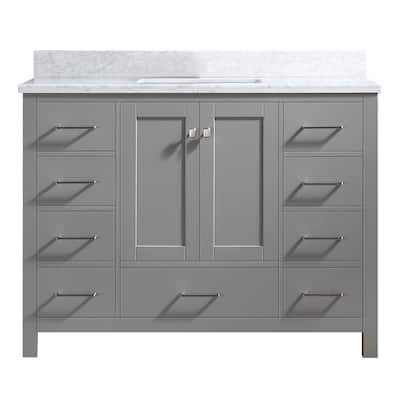 48 in. W x 22 in. D x 35.4 in. H Bath Vanity in Gray with White Top and Basin