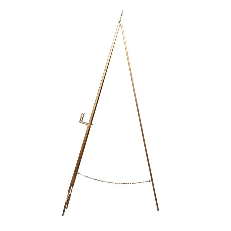 Gold Metal Extra Large Adjustable 3 Tier Scroll Display Easel with Chain Support - 23 x 33 x 68