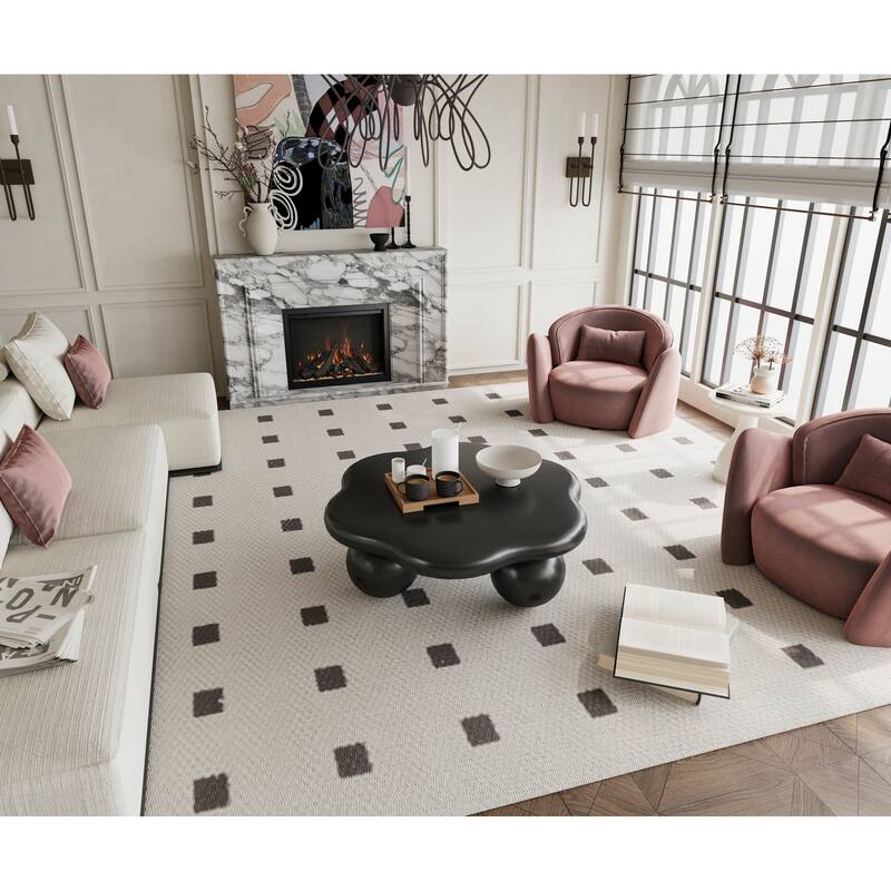 35" Cloud Shaped Modern Minimalist Coffee Table with Spherical Legs