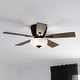 preview thumbnail 1 of 12, Lisbon 42 in. Low Profile Flush Mount Ceiling Fan, Reversible Brown-Black Hickory Blades, LED Light Kit, Pull Chain, White Shade 42-in W x 13-in H x 42-in D - Black