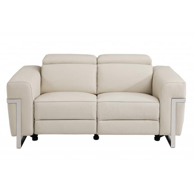 HomeRoots Two Piece Indoor Beige Italian Leather Five Person Seating Set