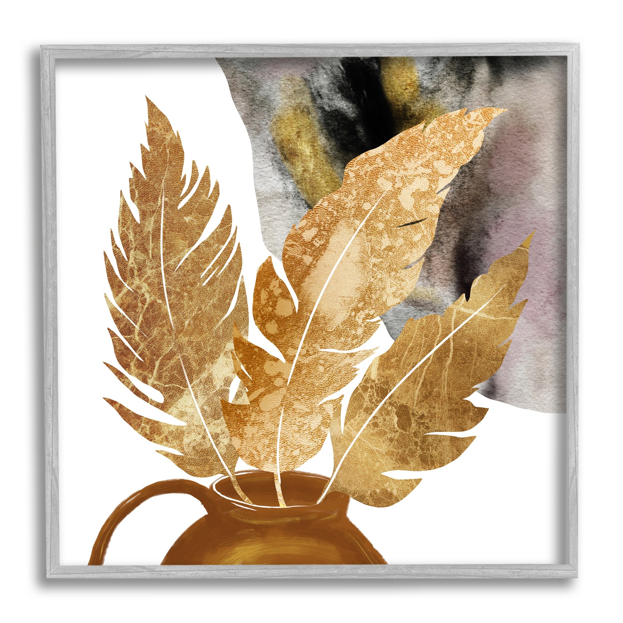 Stupell Modern Boho Leaves Framed Giclee Art Design by Ziwei Li