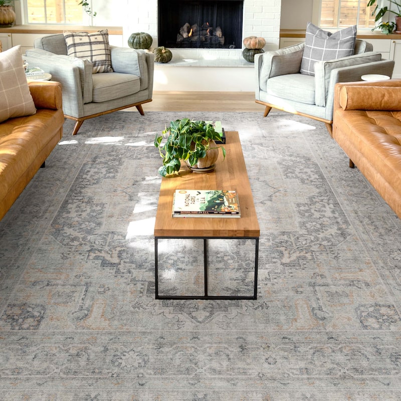 Well Woven Apollo Tirana Medallion Flat-Weave Area Rug - 9' 10" x 13' - Light Grey - Rectangle
