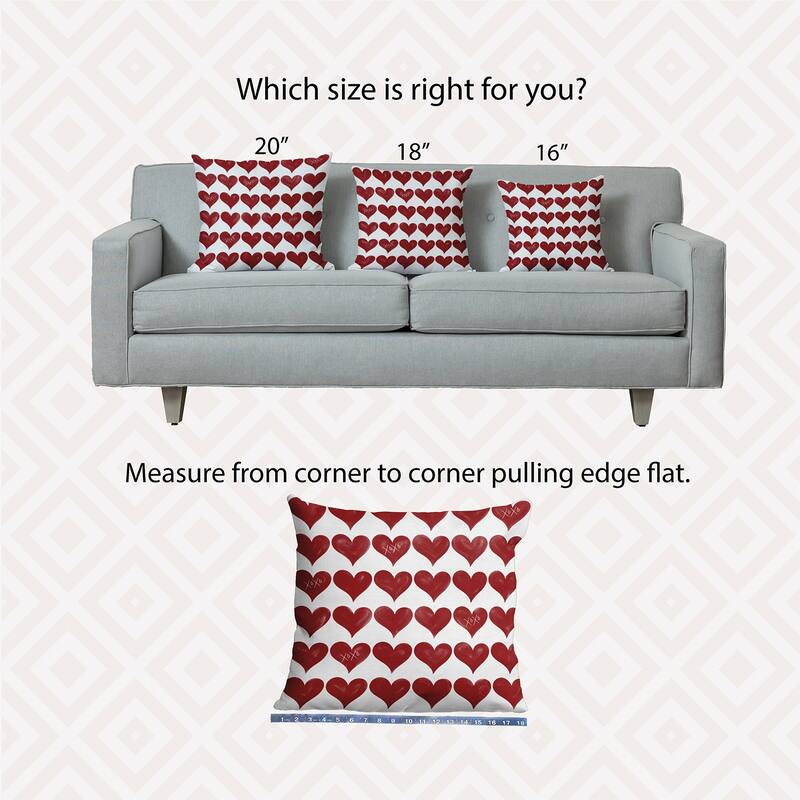 XOXO Colored Hearts Valentine's Day Decorative Indoor Pillow