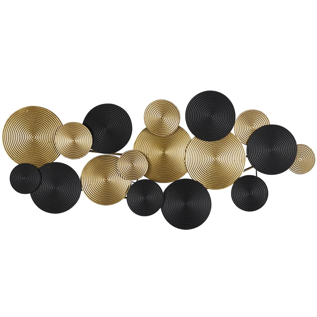 Metal Plate Overlapping Textured Spiral Home Wall Decor with Black Accents - Gold - CosmoLiving by Cosmopolitan
