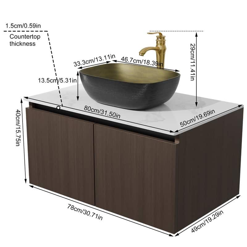 Vintage Aluminium Bathroom Vanity With Countertop Sink Copper Faucet Set