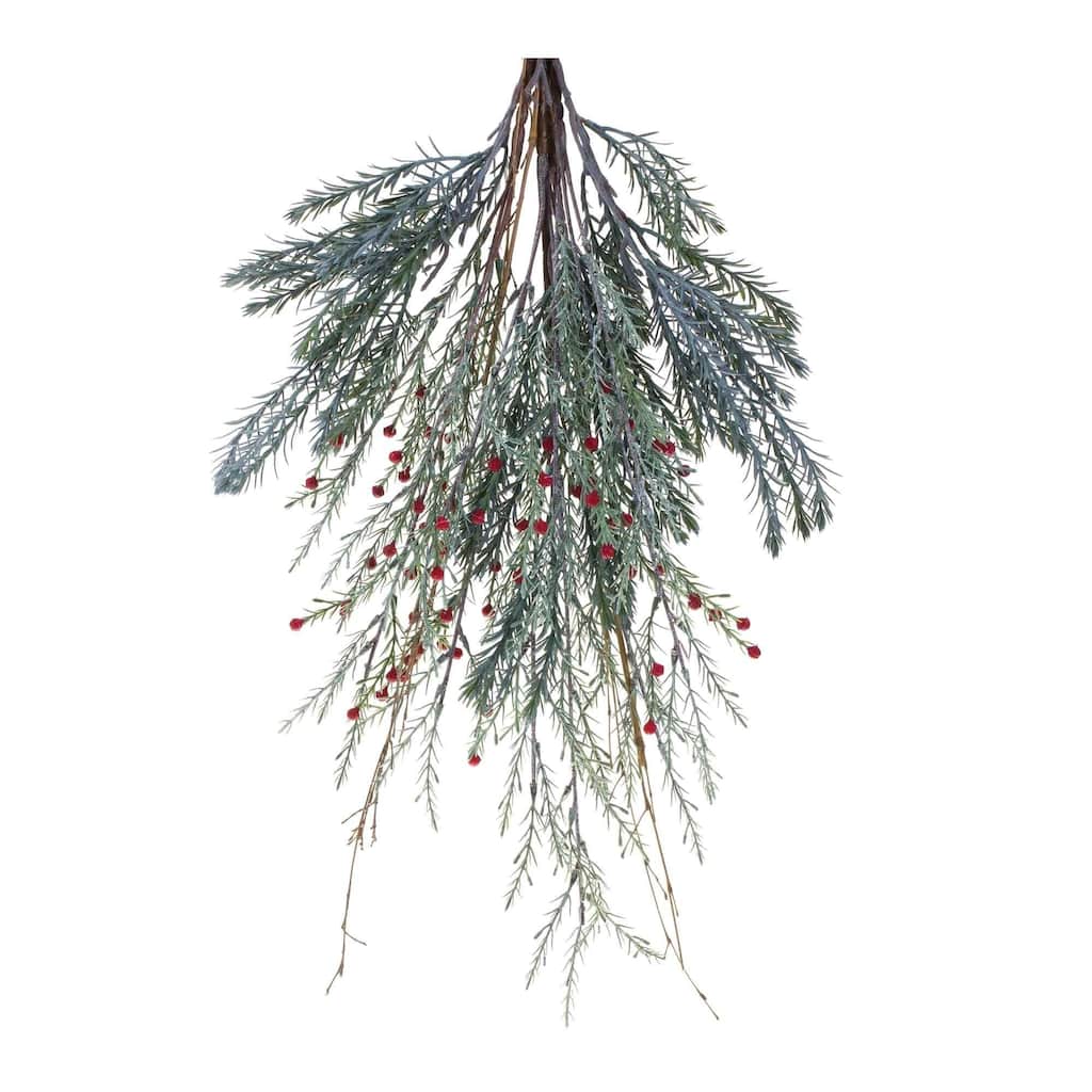 23.25" Mixed Pine Berry Artificial Christmas Teardrop Swag, Unlit
