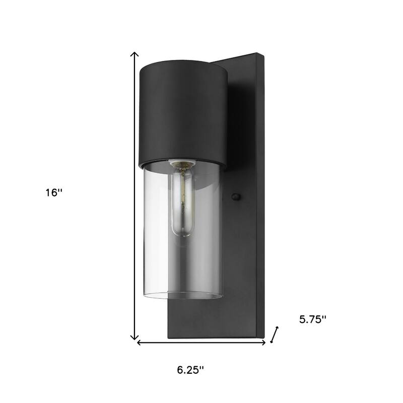 Modern Outdoor Wall Sconce with Clear Glass Shade and Wet Rated Flush Mount Light Fixture E26 Base - 16"H x 6.25"W x 5.75"D