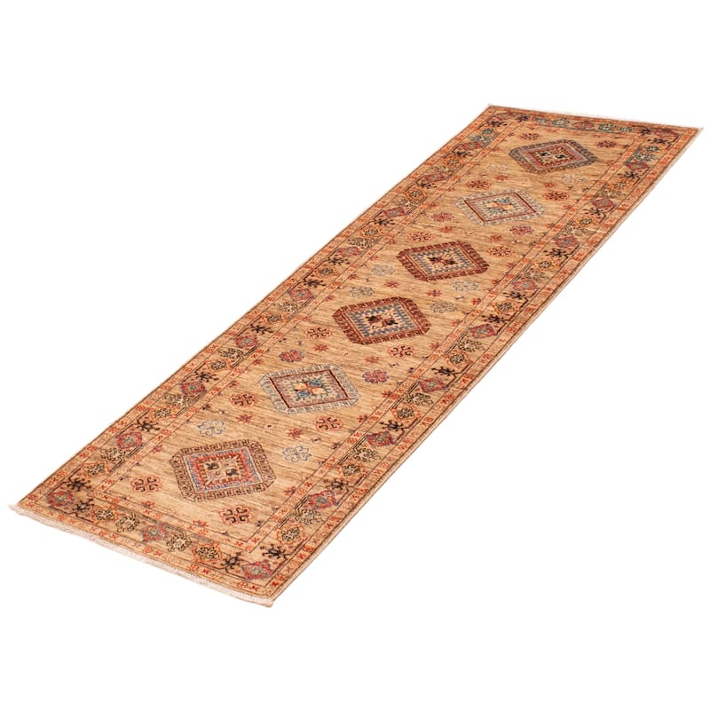 ECARPETGALLERY Hand-knotted Aryana Tan Wool Rug - 2'9 x 8'1