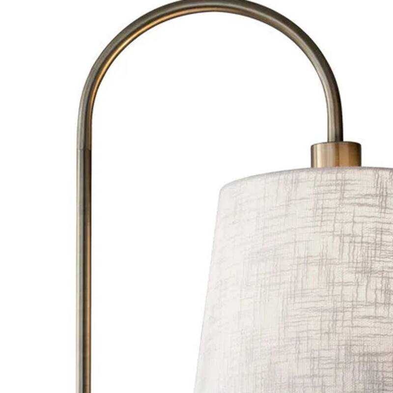 Brass Metal Floor Lamp with Black Base Linen Empire Shade and Tray Table USB Port - 18.5” x 11” x 65” (D x W x H)