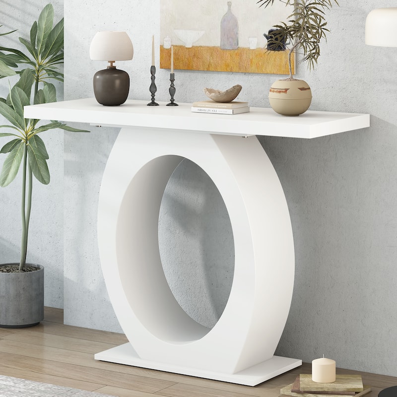 Mirod Stylish Modern Console Table with Egg-Shaped Base