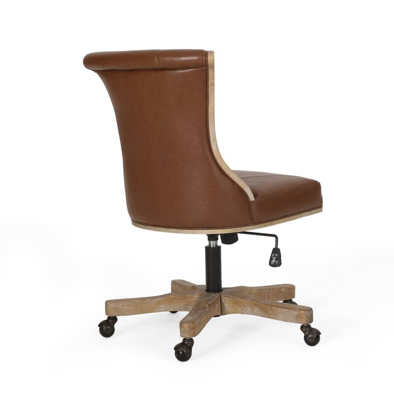 Coulee Upholstered Roll Back Swivel Office Chair by Christopher Knight Home - 24.75" L x 27.75" W x 35.50-40.00" H