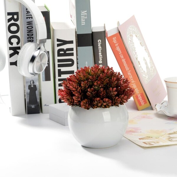 Mini Artificial Topiary Fake Orange Flowers - 6 Units