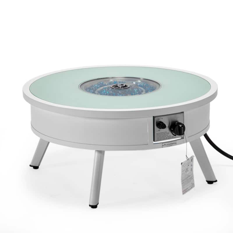 Leisuremod Walbrooke Modern Outdoor Patio Round Fire Pit Table for Porch Backyard Deck - 29