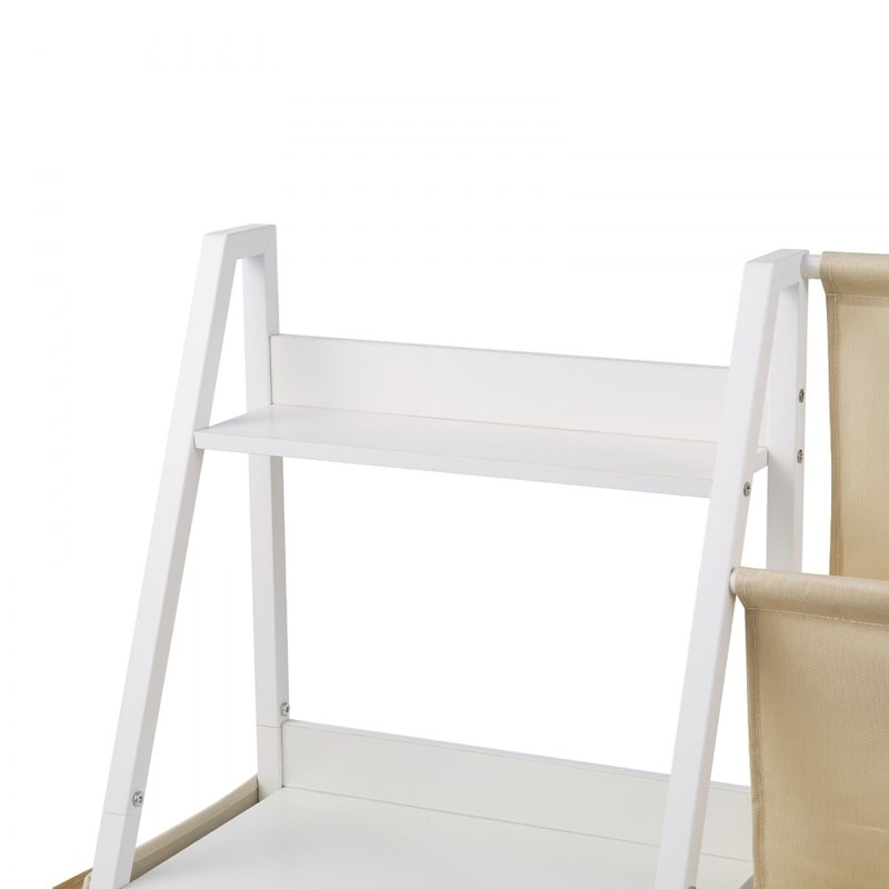 White-Beige Kids Bookshelf and Toy Storage Organizer with 7 Compartments - 33.46 x 11.81 x 29.72 in