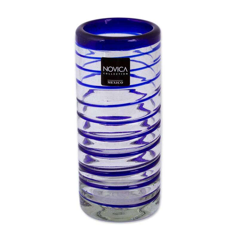 Cobalt Spiral Highball Glasses Set of 6 - 2.6 W * 2.6 L * 6 H