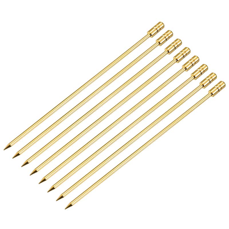 Metal Cocktail Picks 8Pcs, Reusable Cocktail Toothpick Cylinder Shape - Gold - 11 cm/ 4.3 inches
