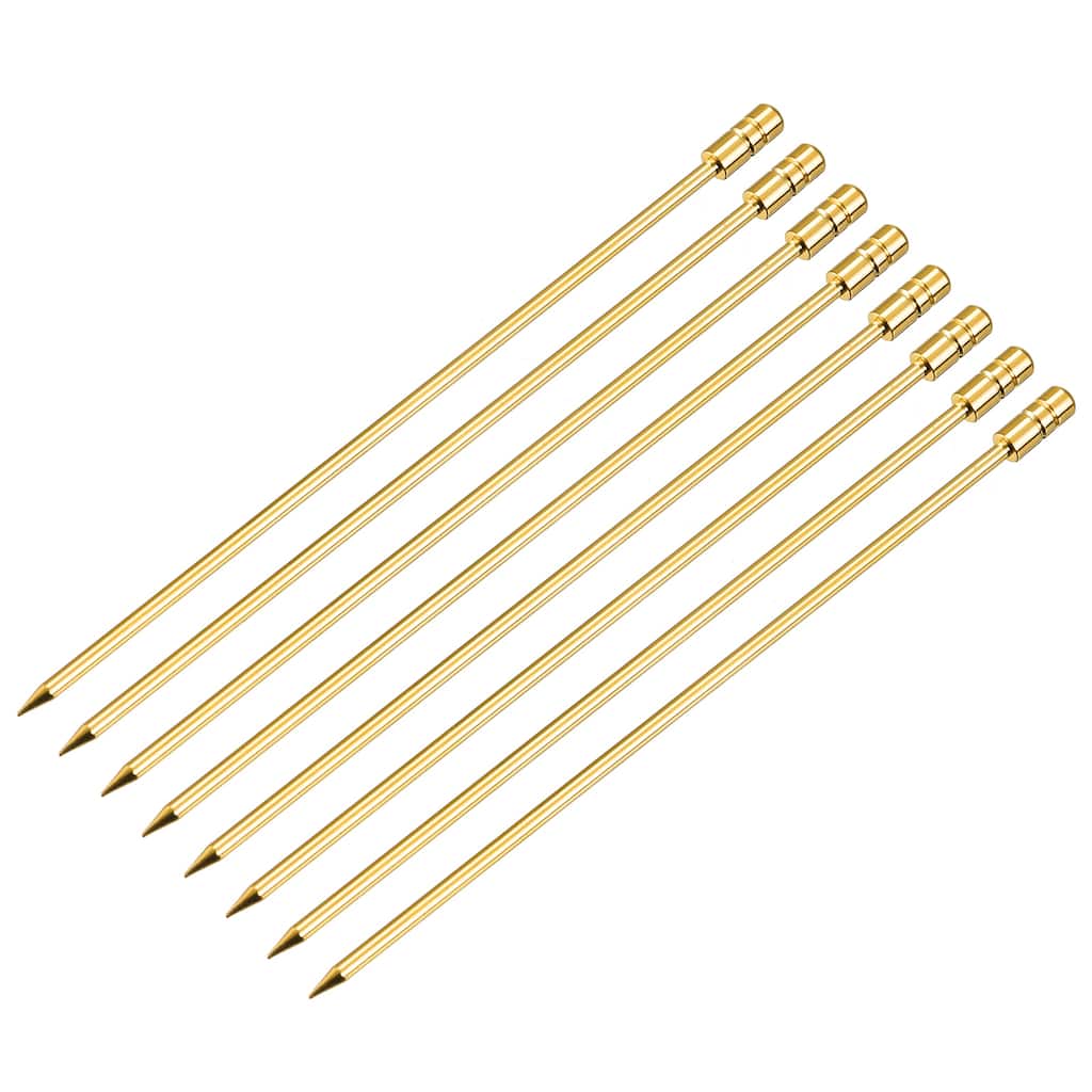 Metal Cocktail Picks 8Pcs, Reusable Cocktail Toothpick Cylinder Shape - Gold - 11 cm/ 4.3 inches