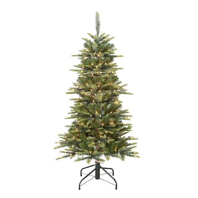 Puleo International Pre-Lit 4.5' Slim Aspen Fir Artificial Christmas Tree