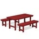 preview thumbnail 52 of 58, 3-Piece HDPE Outdoor Dining Set with Umbrella Hole Table and Two 2-Person Benches