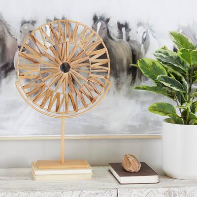 Brown Metal Seagrass Starburst Handmade Abstract Sculpture