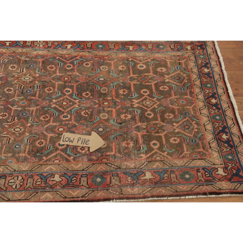 Hand Knotted Oriental 100% Wool Carpet Traditional Geometric Greys & Charcoal Mahal Runner Rug - 9' 7'' X 3' 3''