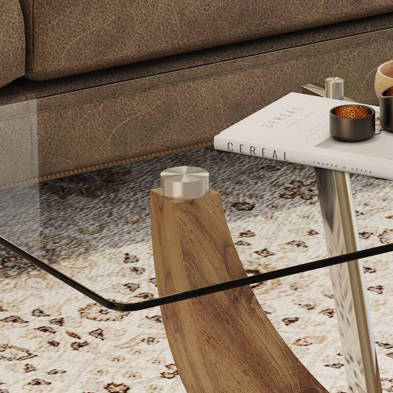 Modern minimalist transparent tempered glass coffee table