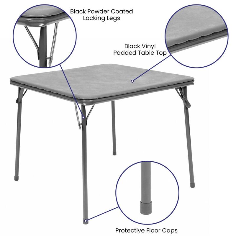 Kids 5-Piece Classroom Folding Table and Chairs Set - 2'0" x 1'8" x 2'0" Square