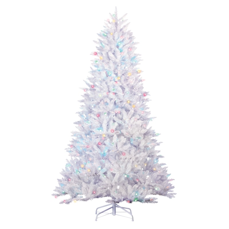 7.5 Foot White Parkview Pine with 600 Color Changing LED Lights - N/A