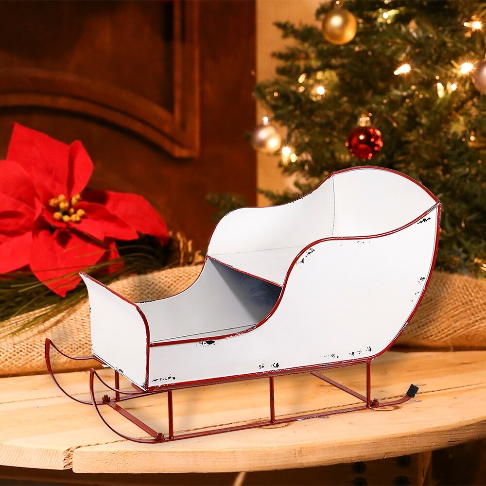 Shop Alpine Corporation Metal Christmas Sleigh Cream White