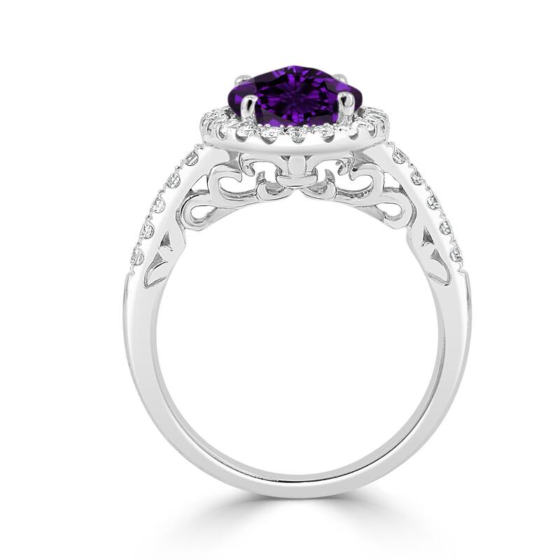 Auriya 1 3/4ct Oval Purple Amethyst and Halo Diamond Engagement Ring 3/8ctw 14k Gold
