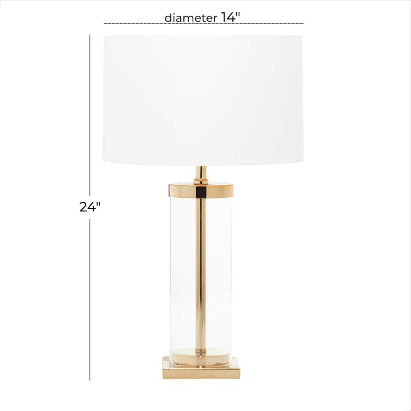 Metal Room Table Lamp with Clear Glass Body - Gold - CosmoLiving by Cosmopolitan