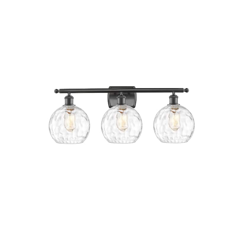 Innovations Lighting Athens Water Glass 3 Light 26" Bath Vanity Light - 8" Shade - Oil Rubbed Bronze