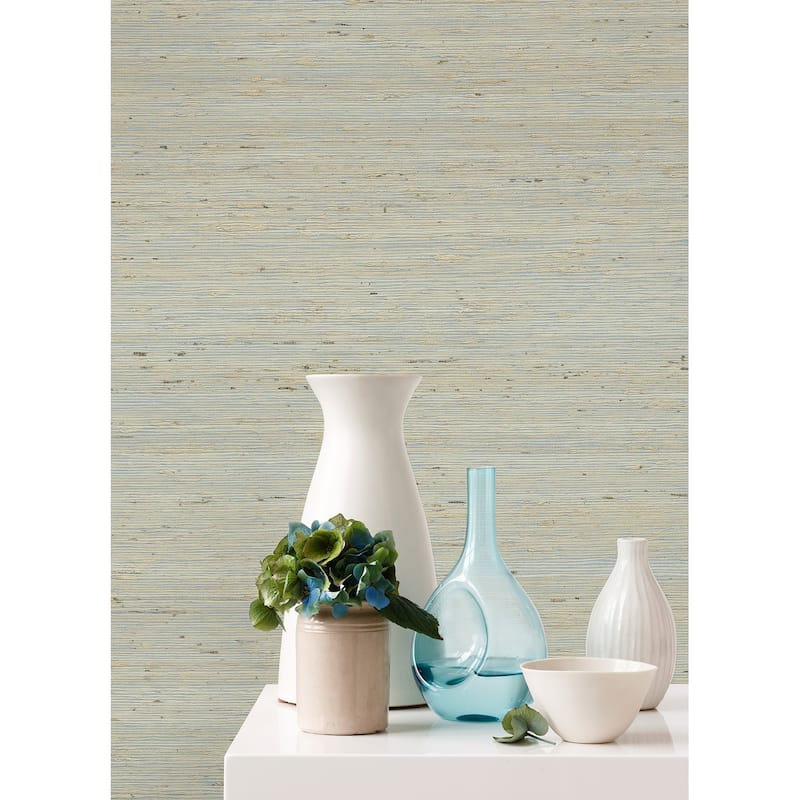 A-Street Prints Aiko Silver Sisal Grasscloth Wallpaper