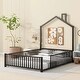 preview thumbnail 40 of 46, Metal House Platform Bed with Guardrail and Chimney
